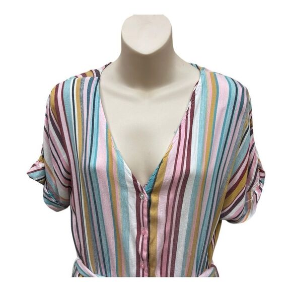 Chelsea & Theodore Rainbow Striped Multicolor Maxi Dress Size M Casual Relaxed - Picture 2 of 9